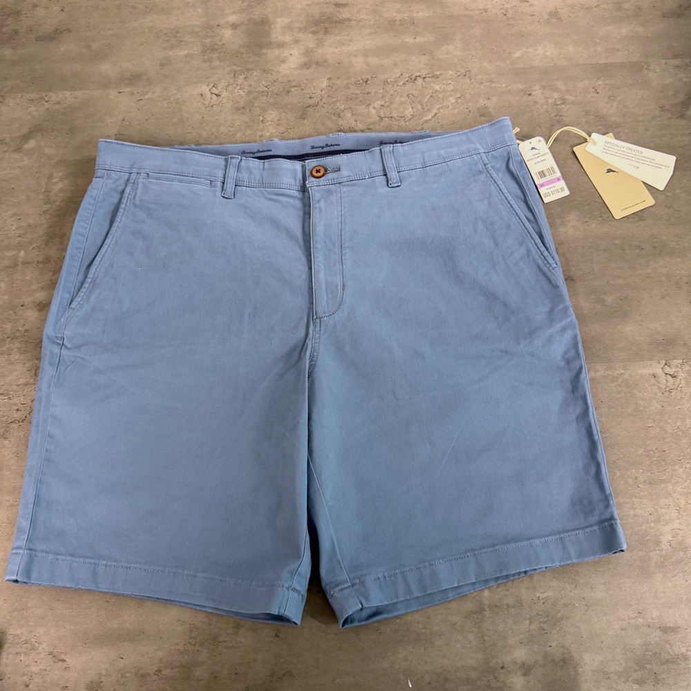 Tommy Bahama‎ Boracay Island Chino Shorts Mens 38 Blue Stretch Flat Front $110